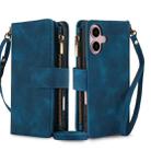 For iPhone 16 Dream 9-Card Zipper Wallet RFID Leather Phone Case with Lanyard(Blue) - 1