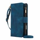 For iPhone 16 Dream 9-Card Zipper Wallet RFID Leather Phone Case with Lanyard(Blue) - 2