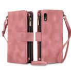 For iPhone XR Dream 9-Card Zipper Wallet RFID Leather Phone Case with Lanyard(Rose Gold) - 1