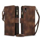 For iPhone XR Dream 9-Card Zipper Wallet RFID Leather Phone Case with Lanyard(Brown) - 1