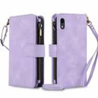 For iPhone XR Dream 9-Card Zipper Wallet RFID Leather Phone Case with Lanyard(Purple) - 1