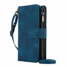 For iPhone XS / X Dream 9-Card Zipper Wallet RFID Leather Phone Case with Lanyard(Blue) - 2