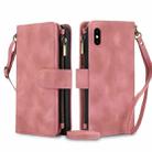 For iPhone XS / X Dream 9-Card Zipper Wallet RFID Leather Phone Case with Lanyard(Rose Gold) - 1