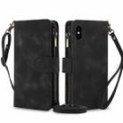 For iPhone XS / X Dream 9-Card Zipper Wallet RFID Leather Phone Case with Lanyard(Black) - 1