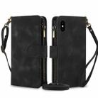 For iPhone XS Max Dream 9-Card Zipper Wallet RFID Leather Phone Case with Lanyard(Black) - 1