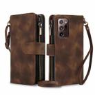 For Samsung Galaxy S20 FE Dream 9-Card Zipper Wallet RFID Leather Phone Case with Lanyard(Brown) - 1