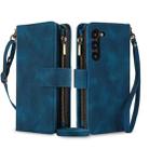 For Samsung Galaxy S23 5G Dream 9-Card Zipper Wallet RFID Leather Phone Case with Lanyard(Blue) - 1