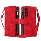 For Samsung Galaxy S23 5G Dream 9-Card Zipper Wallet RFID Leather Phone Case with Lanyard(Red) - 1