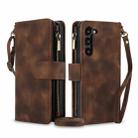 For Samsung Galaxy S23 5G Dream 9-Card Zipper Wallet RFID Leather Phone Case with Lanyard(Brown) - 1