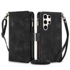 For Samsung Galaxy S23 Ultra 5G Dream 9-Card Zipper Wallet RFID Leather Phone Case with Lanyard(Black) - 1