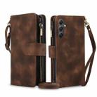 For Samsung Galaxy S24 5G Dream 9-Card Zipper Wallet RFID Leather Phone Case with Lanyard(Brown) - 1