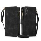 For Samsung Galaxy S24 5G Dream 9-Card Zipper Wallet RFID Leather Phone Case with Lanyard(Black) - 1