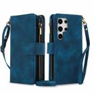 For Samsung Galaxy S24 Ultra Dream 9-Card Zipper Wallet RFID Leather Phone Case with Lanyard(Blue) - 1