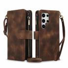 For Samsung Galaxy S24 Ultra Dream 9-Card Zipper Wallet RFID Leather Phone Case with Lanyard(Brown) - 1