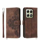 For Xiaomi 14T Skin Feel Flowers Embossed Wallet Leather Phone Case(Brown) - 1