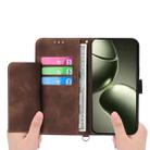 For Xiaomi 14T Skin Feel Flowers Embossed Wallet Leather Phone Case(Brown) - 3