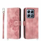 For Xiaomi 14T Pro Skin Feel Flowers Embossed Wallet Leather Phone Case(Pink) - 1