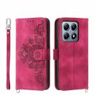 For Xiaomi 14T Pro Skin Feel Flowers Embossed Wallet Leather Phone Case(Wine Red) - 1