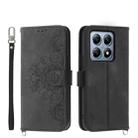 For Xiaomi 14T Pro Skin Feel Flowers Embossed Wallet Leather Phone Case(Black) - 1