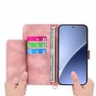 For Xiaomi 15 Skin Feel Flowers Embossed Wallet Leather Phone Case(Pink) - 3