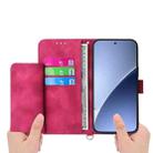 For Xiaomi 15 Skin Feel Flowers Embossed Wallet Leather Phone Case(Wine Red) - 3
