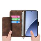 For Xiaomi 15 Skin Feel Flowers Embossed Wallet Leather Phone Case(Brown) - 3