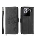For Xiaomi 15 Skin Feel Flowers Embossed Wallet Leather Phone Case(Black) - 1