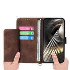 For Xiaomi Poco X7 Pro / Redmi Turbo 4 Skin Feel Flowers Embossed Wallet Leather Phone Case(Brown) - 3