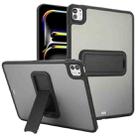 For iPad Pro 11 2024 Skin Feel Holder PC Hybrid TPU Tablet Case(Black) - 1