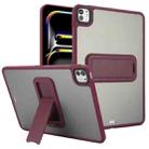 For iPad Pro 11 2024 Skin Feel Holder PC Hybrid TPU Tablet Case(Wine Red) - 1