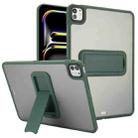 For iPad Pro 11 2024 Skin Feel Holder PC Hybrid TPU Tablet Case(Dark Green) - 1