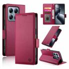 For Xiaomi 14T Pro Side Buckle Magnetic Frosted Leather Phone Case(Wine Red) - 1