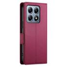 For Xiaomi 14T Pro Side Buckle Magnetic Frosted Leather Phone Case(Wine Red) - 3