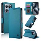 For Xiaomi 14T Pro Side Buckle Magnetic Frosted Leather Phone Case(Blue) - 1