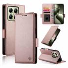 For Xiaomi 14T Side Buckle Magnetic Frosted Leather Phone Case(Rose Gold) - 1