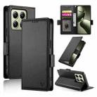 For Xiaomi 14T Side Buckle Magnetic Frosted Leather Phone Case(Black) - 1