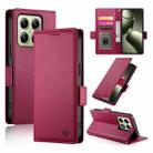 For Xiaomi 14T Side Buckle Magnetic Frosted Leather Phone Case(Wine Red) - 1