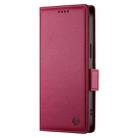 For Xiaomi 15 Side Buckle Magnetic Frosted Leather Phone Case(Wine Red) - 2