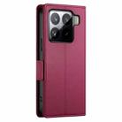 For Xiaomi 15 Side Buckle Magnetic Frosted Leather Phone Case(Wine Red) - 3