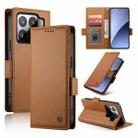 For Xiaomi 15 Side Buckle Magnetic Frosted Leather Phone Case(Brown) - 1