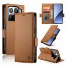 For Xiaomi 15 Pro Side Buckle Magnetic Frosted Leather Phone Case(Brown) - 1