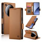 For Xiaomi 15 Ultra Side Buckle Magnetic Frosted Leather Phone Case(Brown) - 1