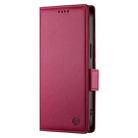 For Xiaomi Poco X7 Pro / Redmi Turbo 4 Side Buckle Magnetic Frosted Leather Phone Case(Wine Red) - 2