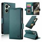 For Xiaomi Poco X7 Pro / Redmi Turbo 4 Side Buckle Magnetic Frosted Leather Phone Case(Dark Green) - 1