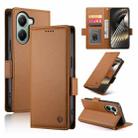 For Xiaomi Poco X7 Pro / Redmi Turbo 4 Side Buckle Magnetic Frosted Leather Phone Case(Brown) - 1
