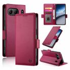 For OnePlus Nord 4 5G Side Buckle Magnetic Frosted Leather Phone Case(Wine Red) - 1