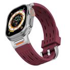 For Apple Watch 46mm / 49mm / 45mm / 44mm Trailblazer Oval Holes Silicone Watch Band(Wine Red) - 3