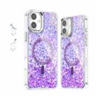 For iPhone 16 Plus Epoxy Glitter MagSafe Magnetic TPU Phone Case(Purple) - 1