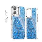 For iPhone 16 Epoxy Glitter MagSafe Magnetic TPU Phone Case(Blue) - 1