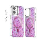 For iPhone 16 Epoxy Glitter MagSafe Magnetic TPU Phone Case(Plum Red) - 1